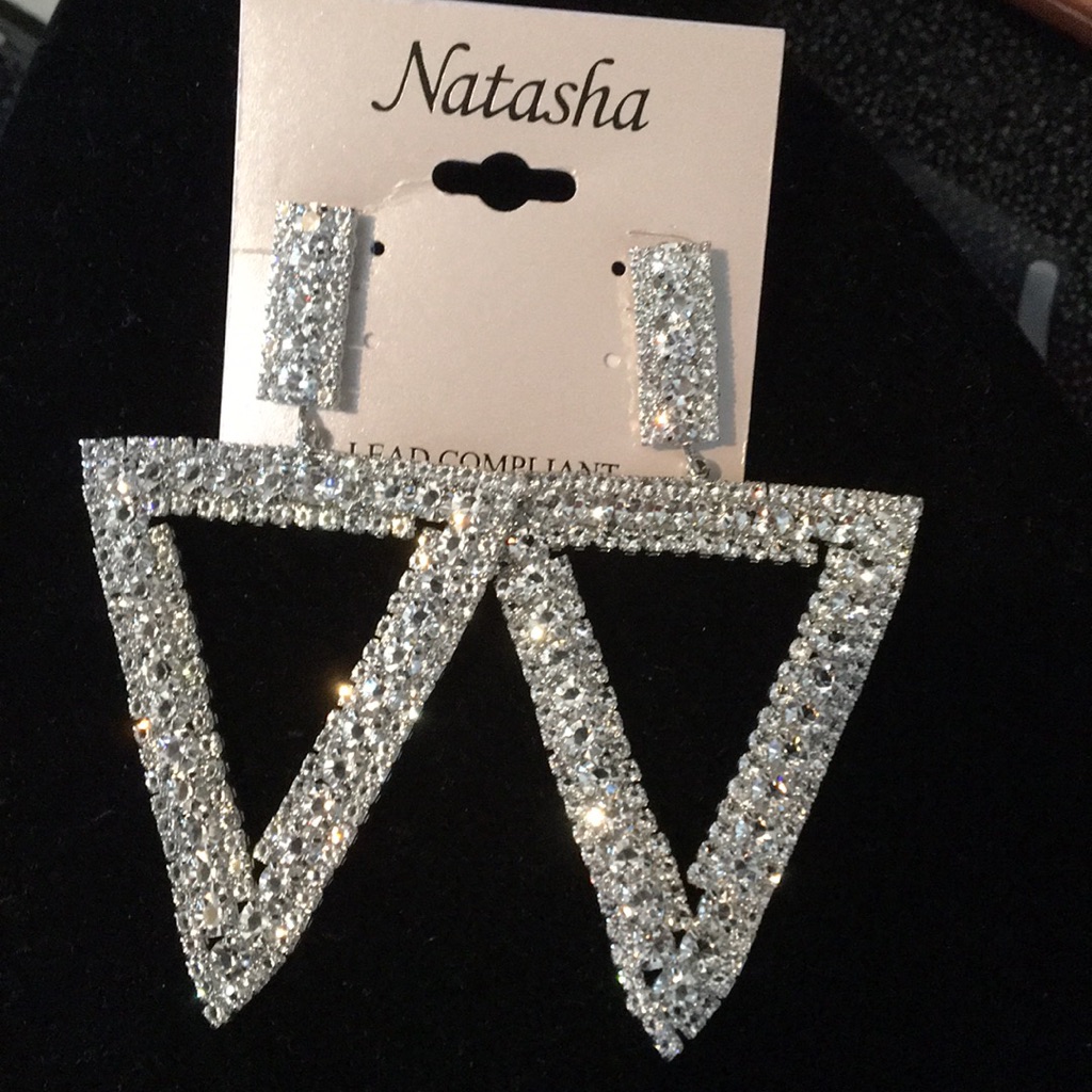New Natasha Elegant Triangular Crystal Earrings 30$